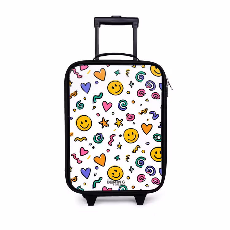 Smiley - Hartje - Ster Kinderkoffer - Zwart klein -3d