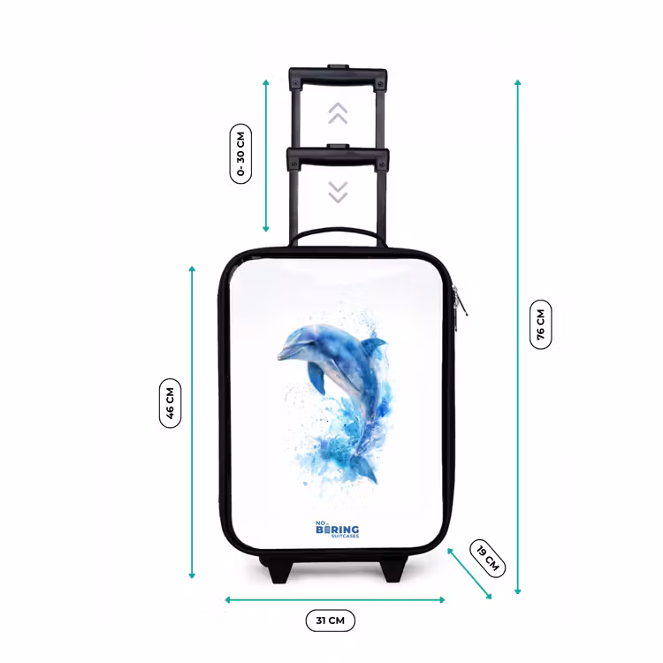 Springende blauwe dolfijn Kinderkoffer - Zwart klein -productfoto_formaten