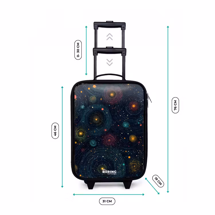 Sterren - Planeten - Kleurrijk Kinderkoffer - Zwart klein -productfoto_formaten