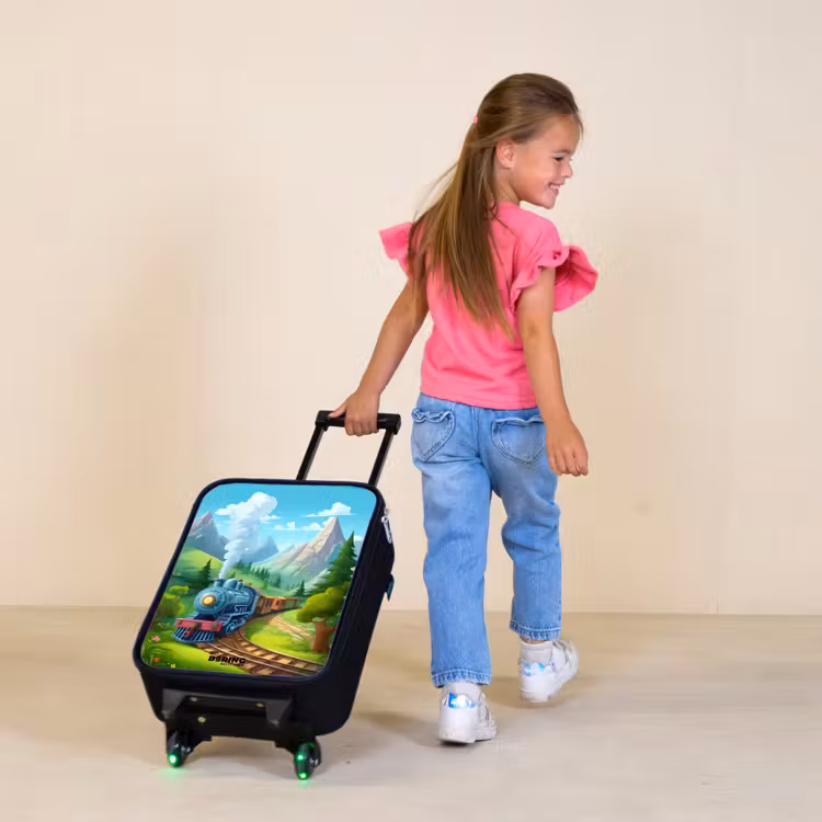 Stoomtrein door berglandschap Kinderkoffer - Zwart klein -sfeer1