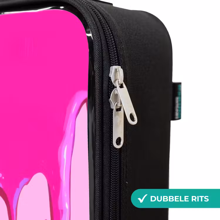 Verf - Smiley - Roze Kinderkoffer - Zwart klein -rits_NL