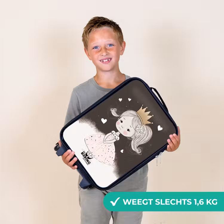 Verlegen prinses met bloem Kinderkoffer - Zwart klein -sfeer4_NL
