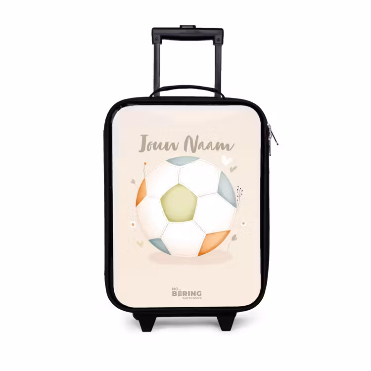 Voetbal in beige pastel kleuren Kinderkoffer - Zwart klein -3d