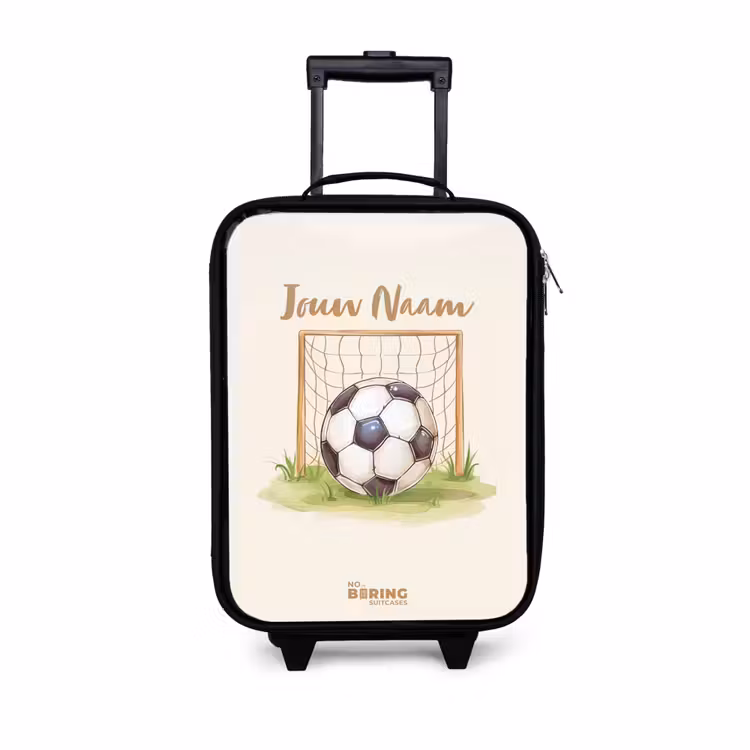 Voetbal in een goal Kinderkoffer - Zwart klein -3d