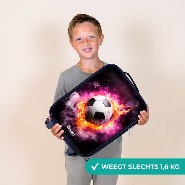 Voetbal in roze vuur explosie Kinderkoffer - Zwart klein -sfeer4_NL