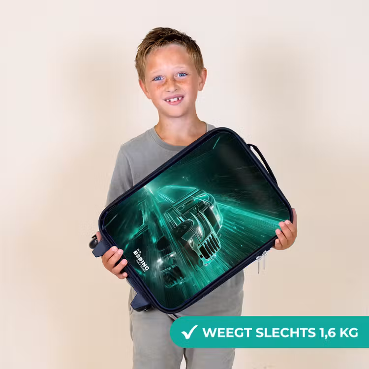 Vrachtwagen - Neon - Groen - Stad Kinderkoffer - Zwart klein -sfeer4_NL