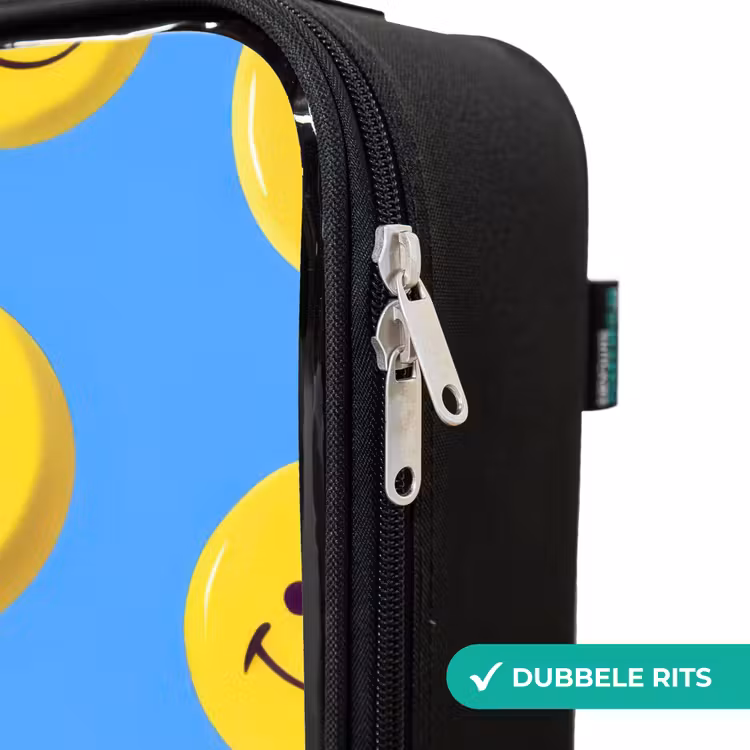 Vrolijke smileyregen Kinderkoffer - Zwart klein -rits_NL