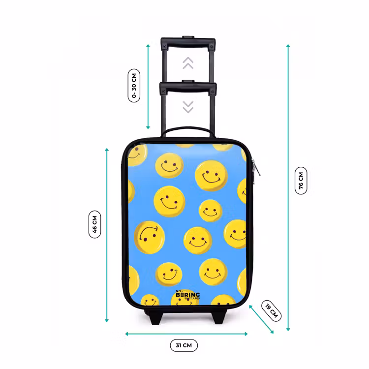 Vrolijke smileyregen Kinderkoffer - Zwart klein -productfoto_formaten