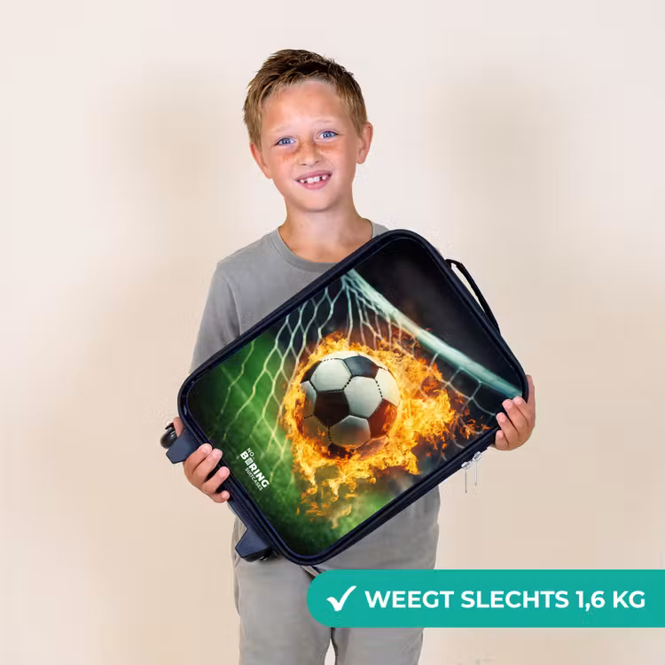 Vuurvoetbal in doelnet vastgelegd Kinderkoffer - Zwart klein -sfeer4_NL