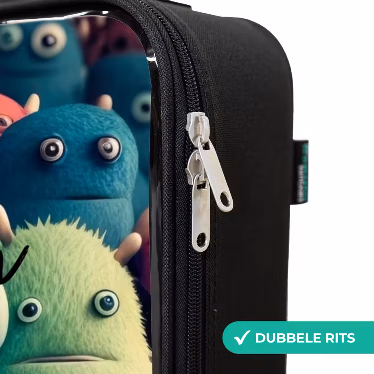 Zachte en bolle monsters Kinderkoffer - Zwart klein -rits_NL