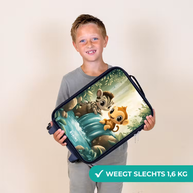 Zebra - Aapje - Waterval - Rotsen Kinderkoffer - Zwart klein -sfeer4_NL