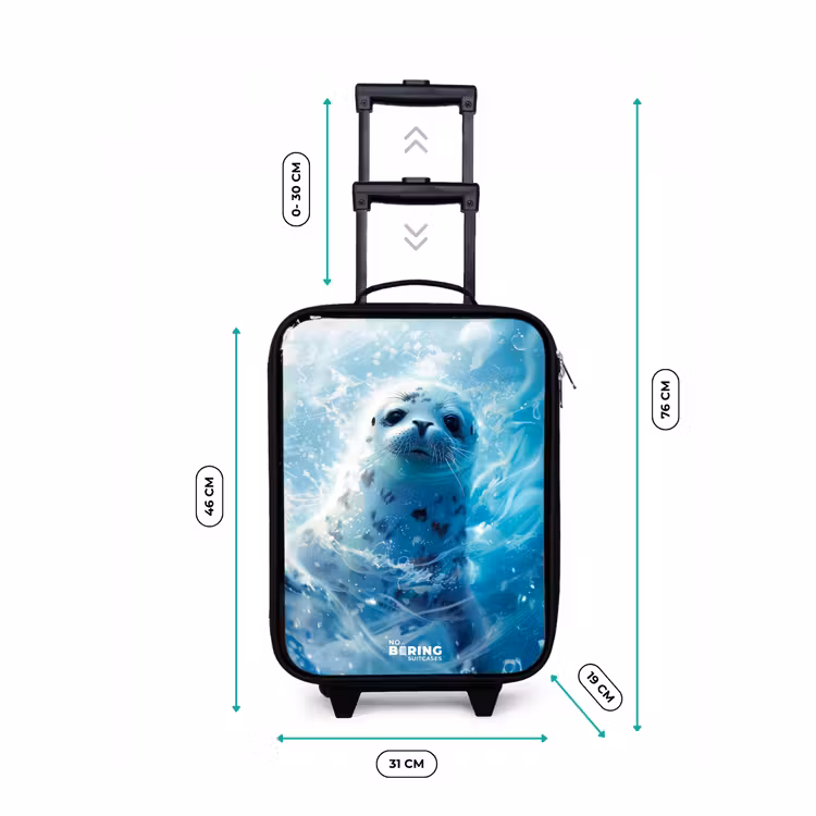 Witte zeehond in het water Kinderkoffer - Zwart klein -productfoto_formaten