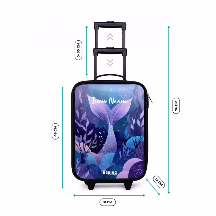 Zeemeermin - Onderwater - Paars - Blauw Kinderkoffer - Zwart klein -productfoto_formaten