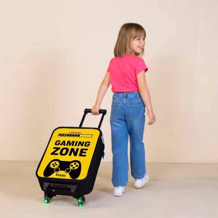 Zwart-geel met gaming zone Kinderkoffer - Zwart klein -sfeer1