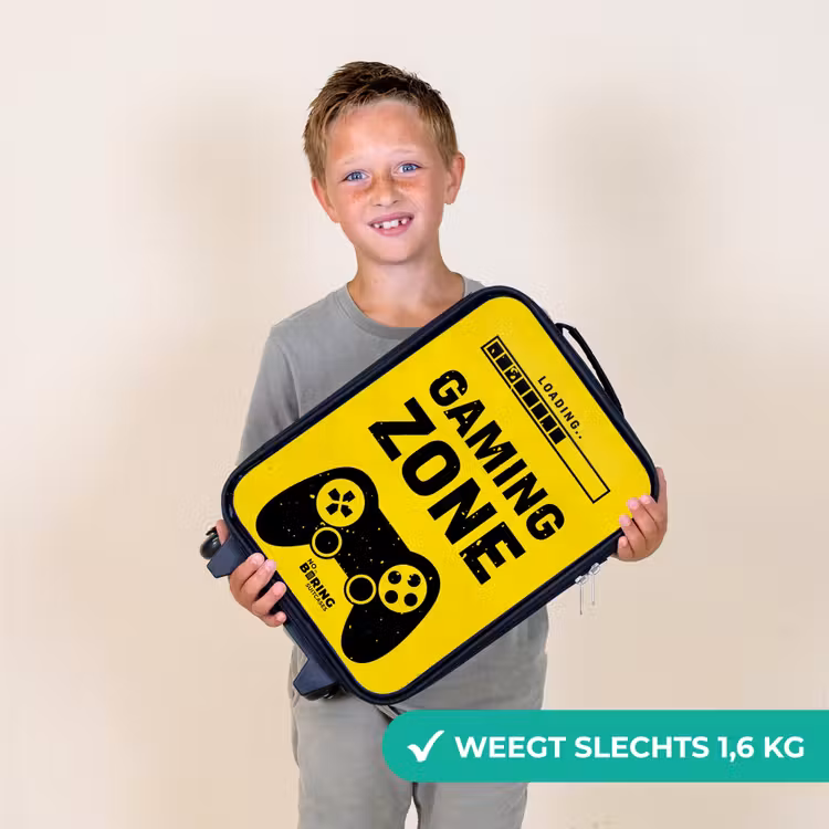 Zwart-geel met gaming zone Kinderkoffer - Zwart klein -sfeer4_NL
