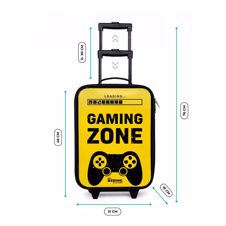 Zwart-geel met gaming zone Kinderkoffer - Zwart klein -productfoto_formaten