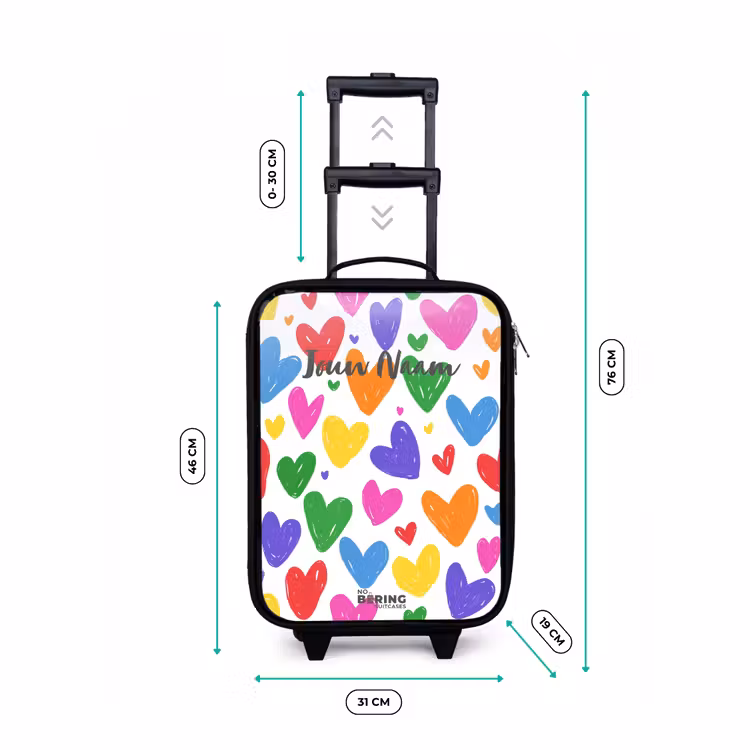 Gekleurde hartjes Kinderkoffer - Zwart klein -productfoto_formaten