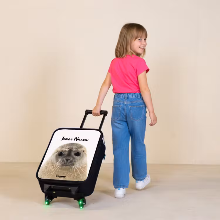 Zyon Zeehond Kinderkoffer - Zwart klein -sfeer1