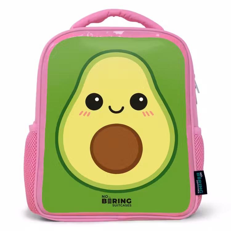 Kawai - Avocado - Groen Kinderrugzak - Roze middel -3d