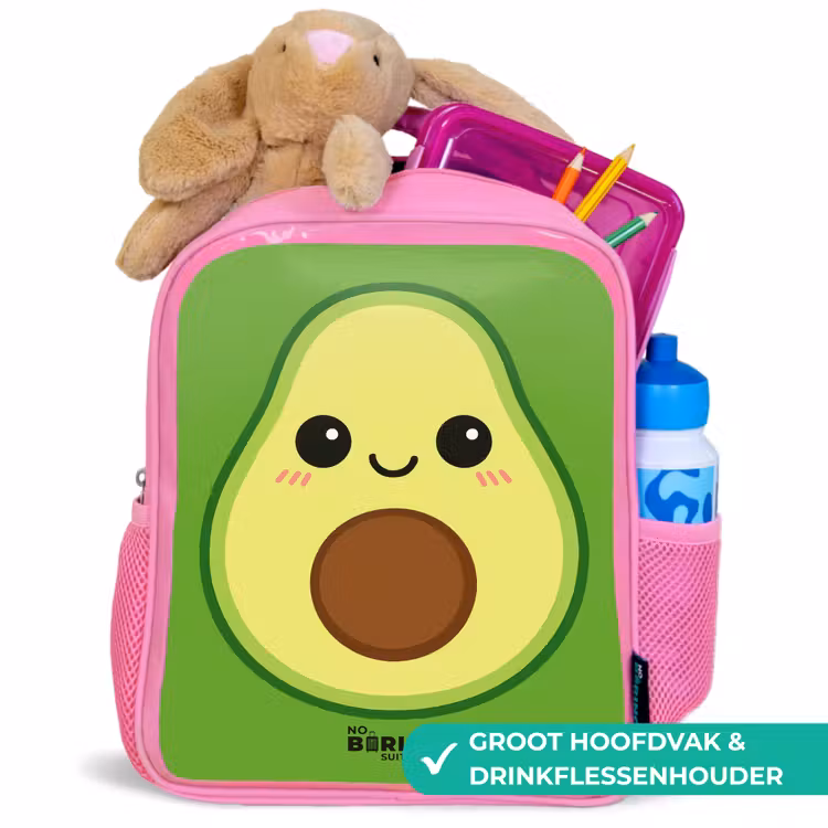Kawai - Avocado - Groen Kinderrugzak - Roze middel -inhoud_NL