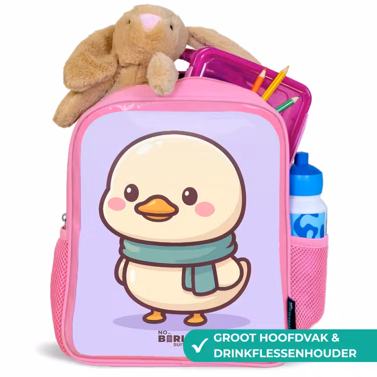 Kawai - Eend - Sjaal Kinderrugzak - Roze middel -inhoud_NL