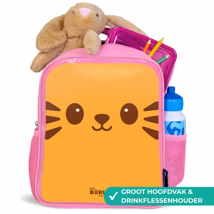 Kawai - Tijger - Oranje Kinderrugzak - Roze middel -inhoud_NL