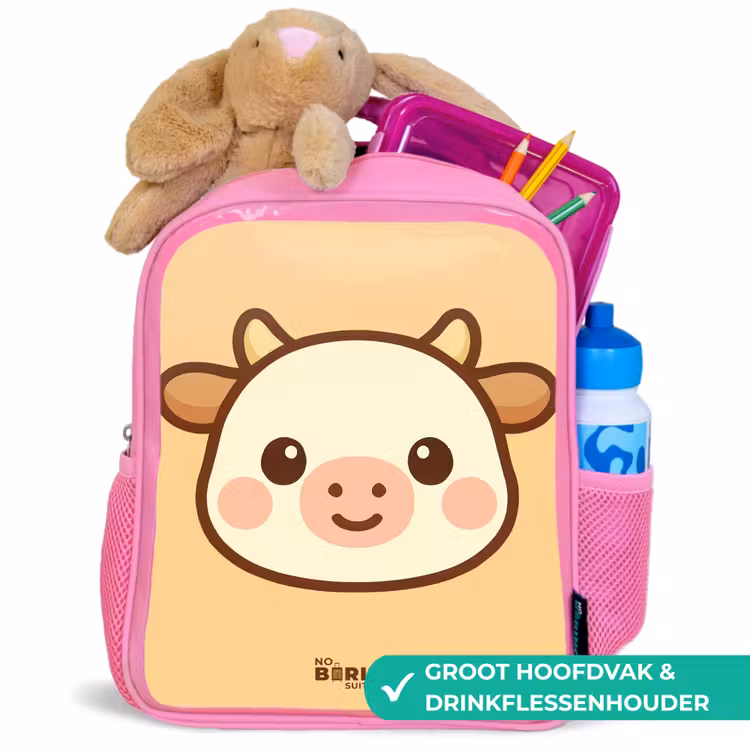Kawai - Koe - Bruin Kinderrugzak - Roze middel -inhoud_NL