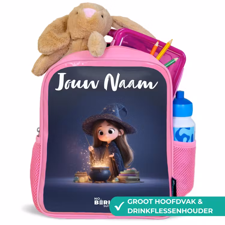 Betoverend meisje met ketel Kinderrugzak - Roze middel -inhoud_NL