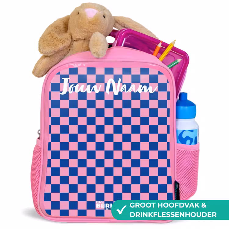 Blokjes - Blauw - Roze Kinderrugzak - Roze middel -inhoud_NL