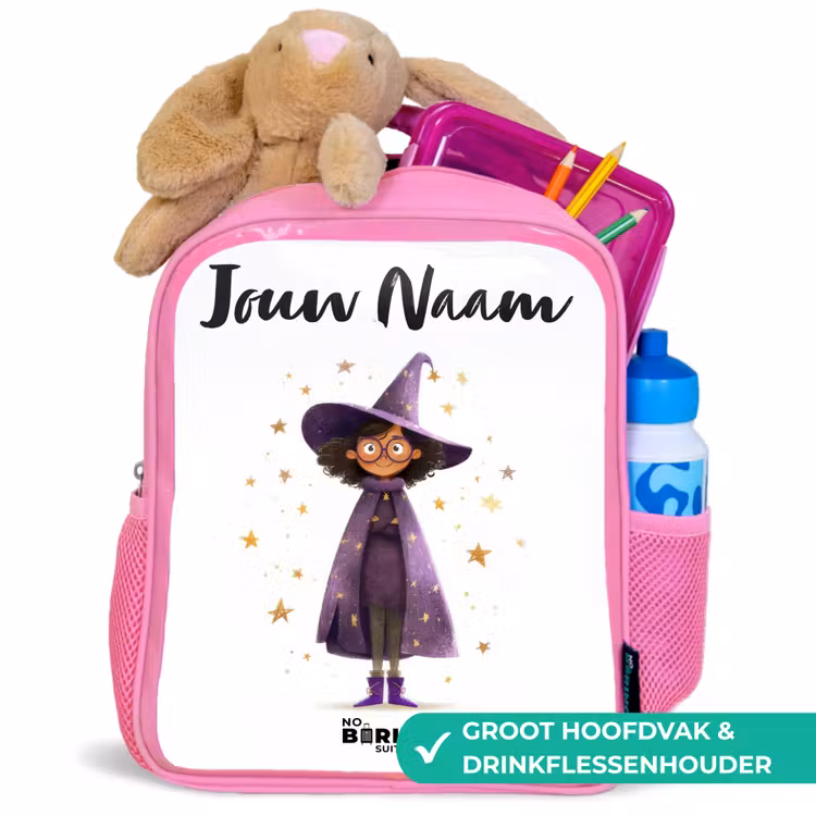 De paarse tovenaarsmantel Kinderrugzak - Roze middel -inhoud_NL