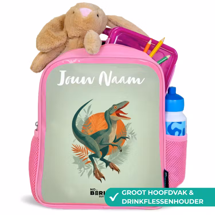Dier - Dino - Natuur Kinderrugzak - Roze middel -inhoud_NL
