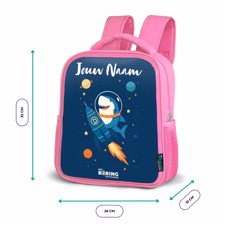 Dier - Ruimte - Planeet - Raket Kinderrugzak - Roze middel -productfoto_formaten