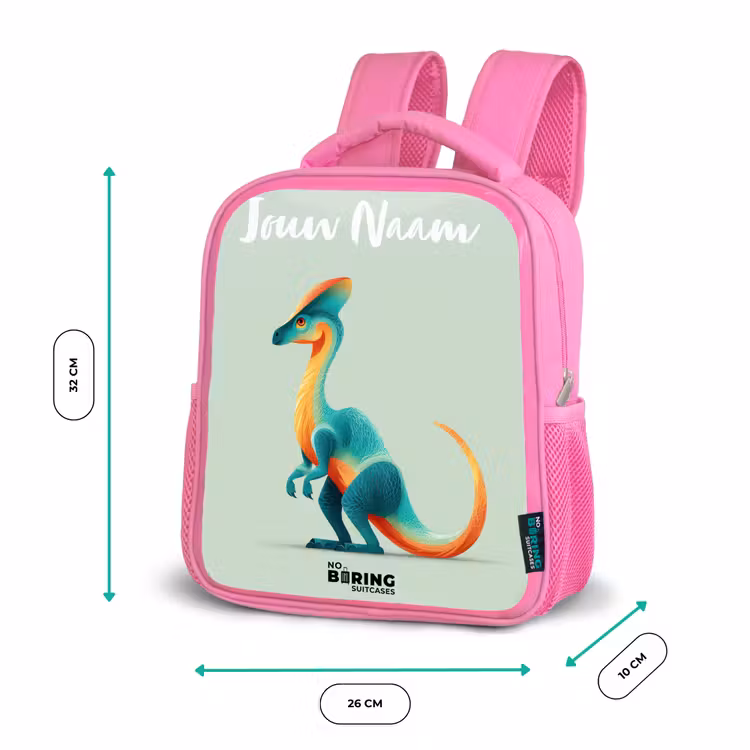 Dino - Blauw - Dier Kinderrugzak - Roze middel -productfoto_formaten
