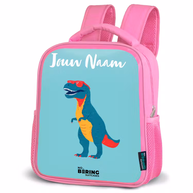 Dino - Dier - Zonnebril Kinderrugzak - Roze middel -schuin