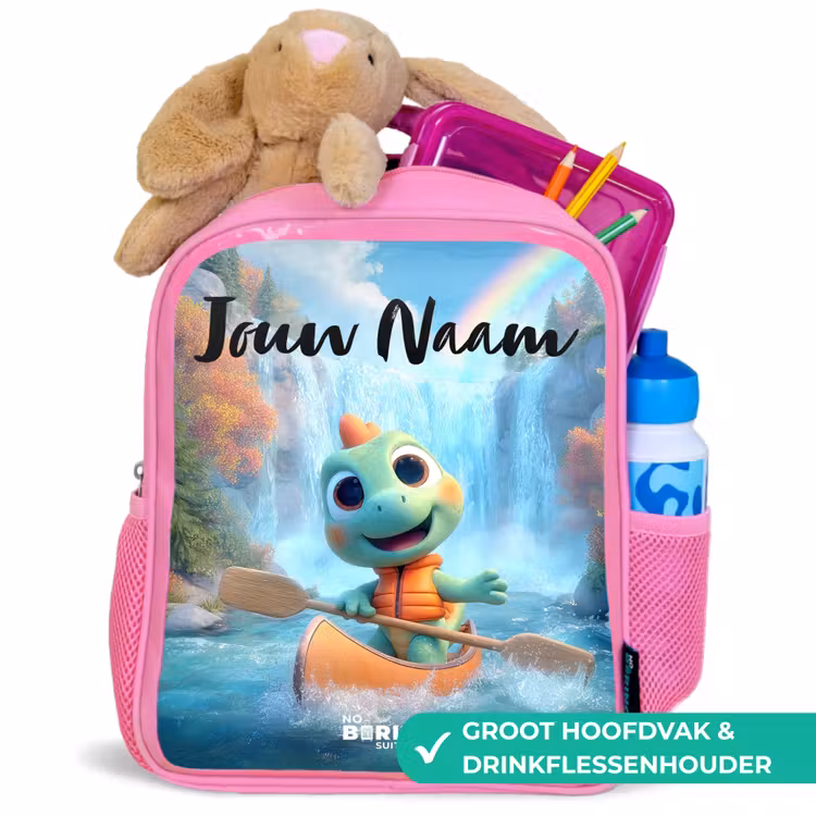 Dino - Natuur - Waterval Kinderrugzak - Roze middel -inhoud_NL