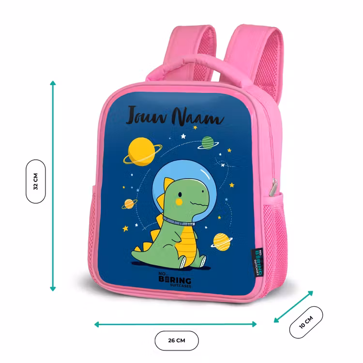 Dino - Planeet - Ster - Blauw Kinderrugzak - Roze middel -productfoto_formaten