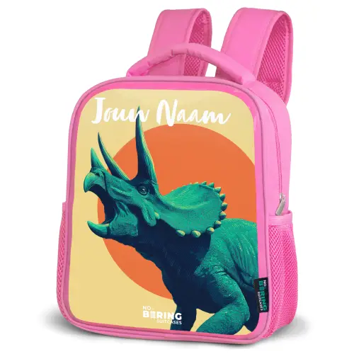 Dino - Triceratops - Dier Kinderrugzak - Roze middel -schuin