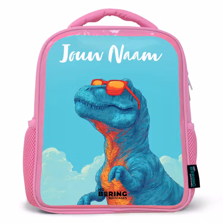 Dino - Zonnebril - Blauw Kinderrugzak - Roze middel -3d