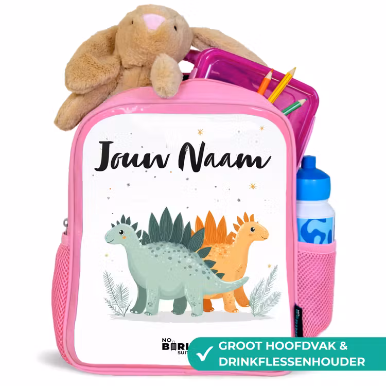 Dinos - Dieren - Sterren Kinderrugzak - Roze middel -inhoud_NL