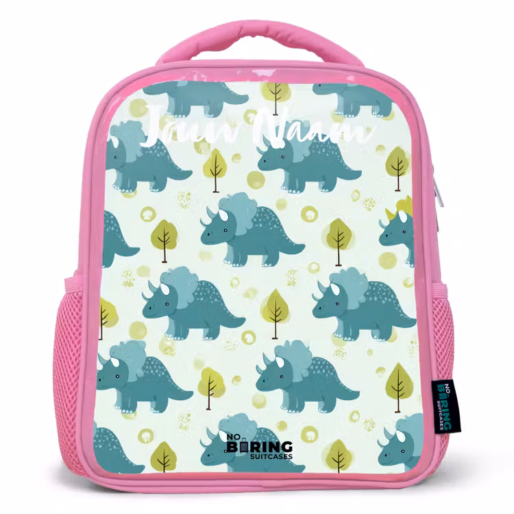 Dinos - Patroon - Natuur Kinderrugzak - Roze middel -3d