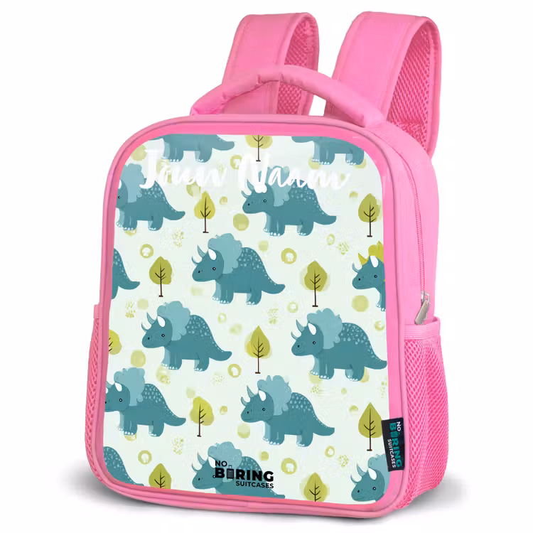 Dinos - Patroon - Natuur Kinderrugzak - Roze middel -schuin