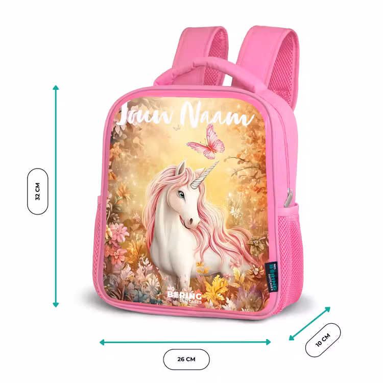 Eenhoorn - Vlinder - Roze - Manen Kinderrugzak - Roze middel -productfoto_formaten