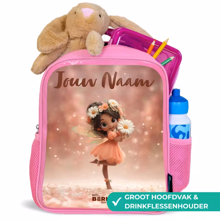 Fee met madeliefjes Kinderrugzak - Roze middel -inhoud_NL