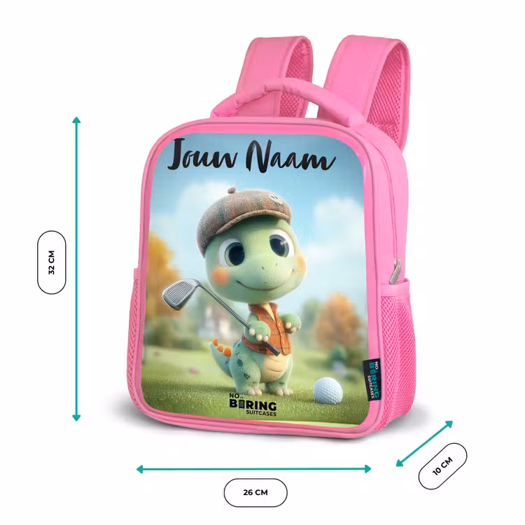 Golf - Dino - Groen Kinderrugzak - Roze middel -productfoto_formaten