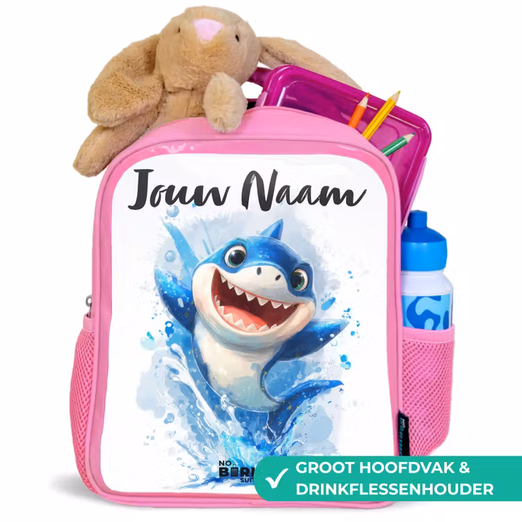 Haai - Tanden - Water Kinderrugzak - Roze middel -inhoud_NL