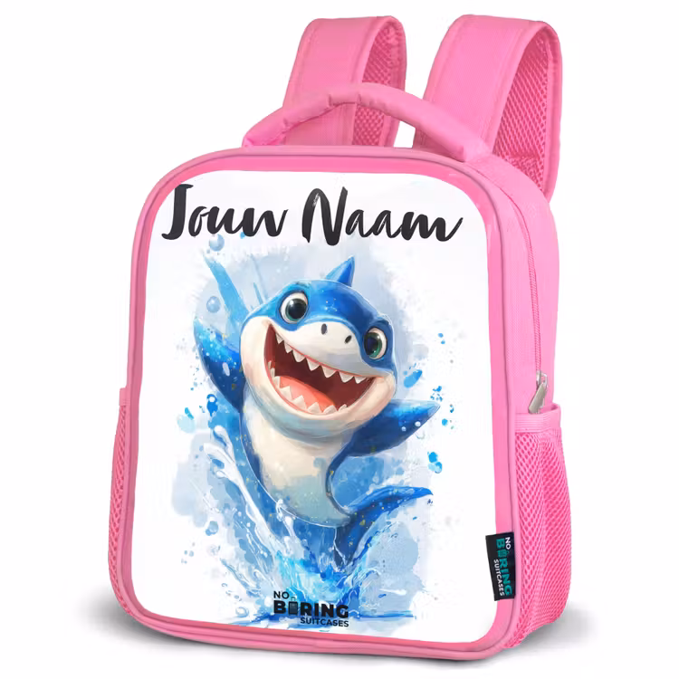 Haai - Tanden - Water Kinderrugzak - Roze middel -schuin