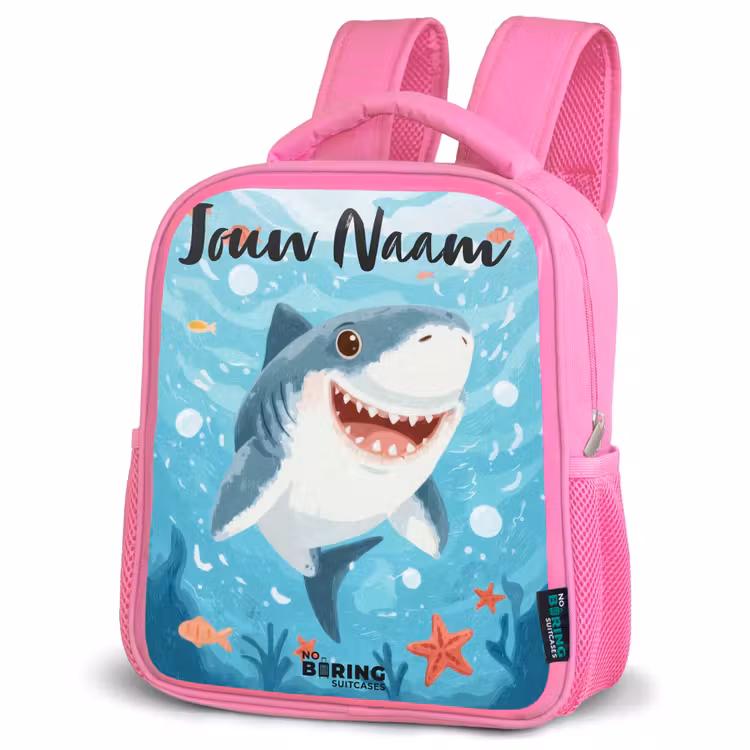 Haai - Water - Zee Kinderrugzak - Roze middel -schuin