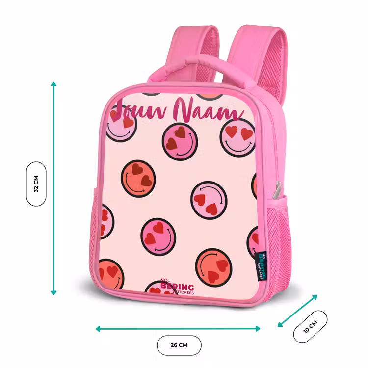 Hartje - Smiley - Patroon Kinderrugzak - Roze middel -productfoto_formaten