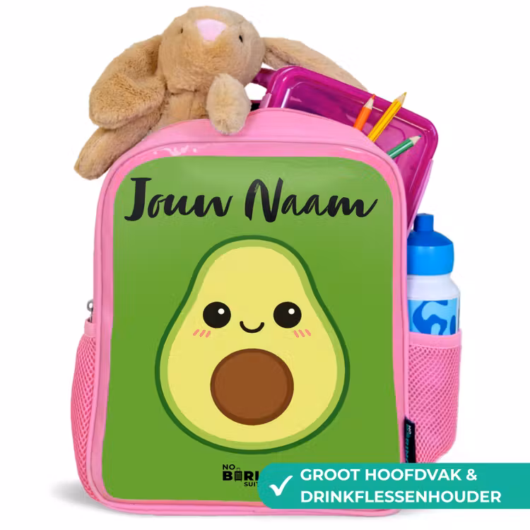 Kawai - Avocado - Groen Kinderrugzak - Roze middel -inhoud_NL