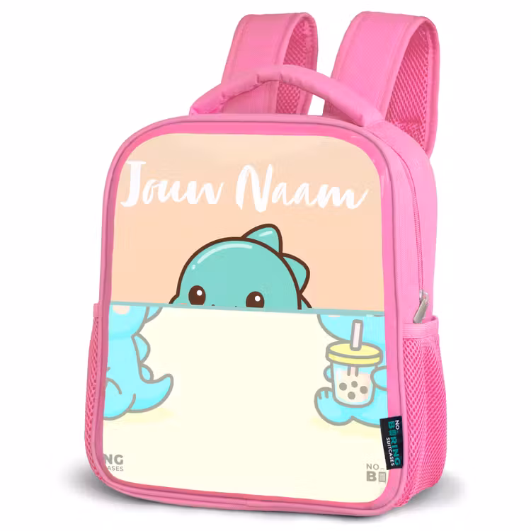 Kawai - Dino - Bubbletea Kinderrugzak - Roze middel -schuin